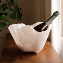 RESIN Alabaster Ice Bucket White Swirl