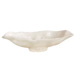 RESIN Alabaster Medium Oval Bowl White Swirl