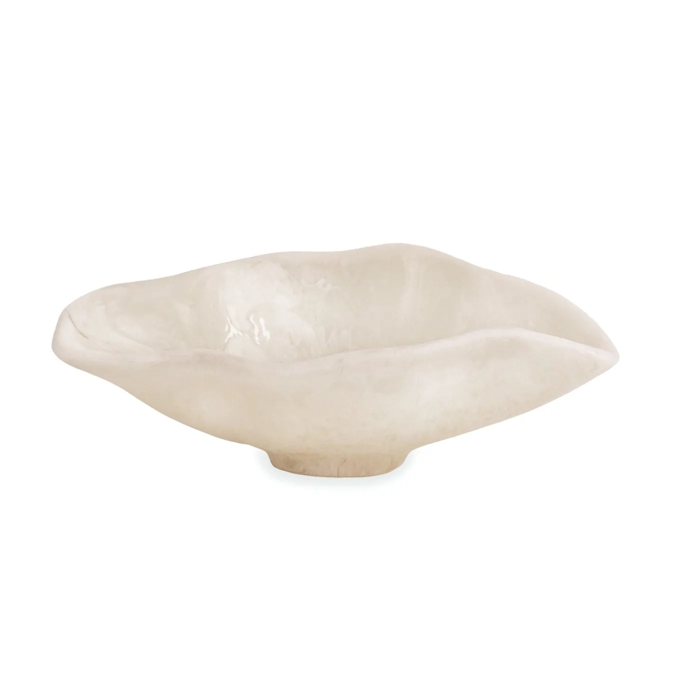 RESIN Alabaster Small Oval Bowl White Swirl