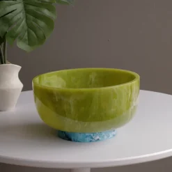 RESIN Rio Large Bowl with Base (Green and Blue)