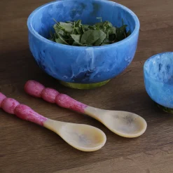 RESIN Rio Large Bowl with Base (Blue and Green)