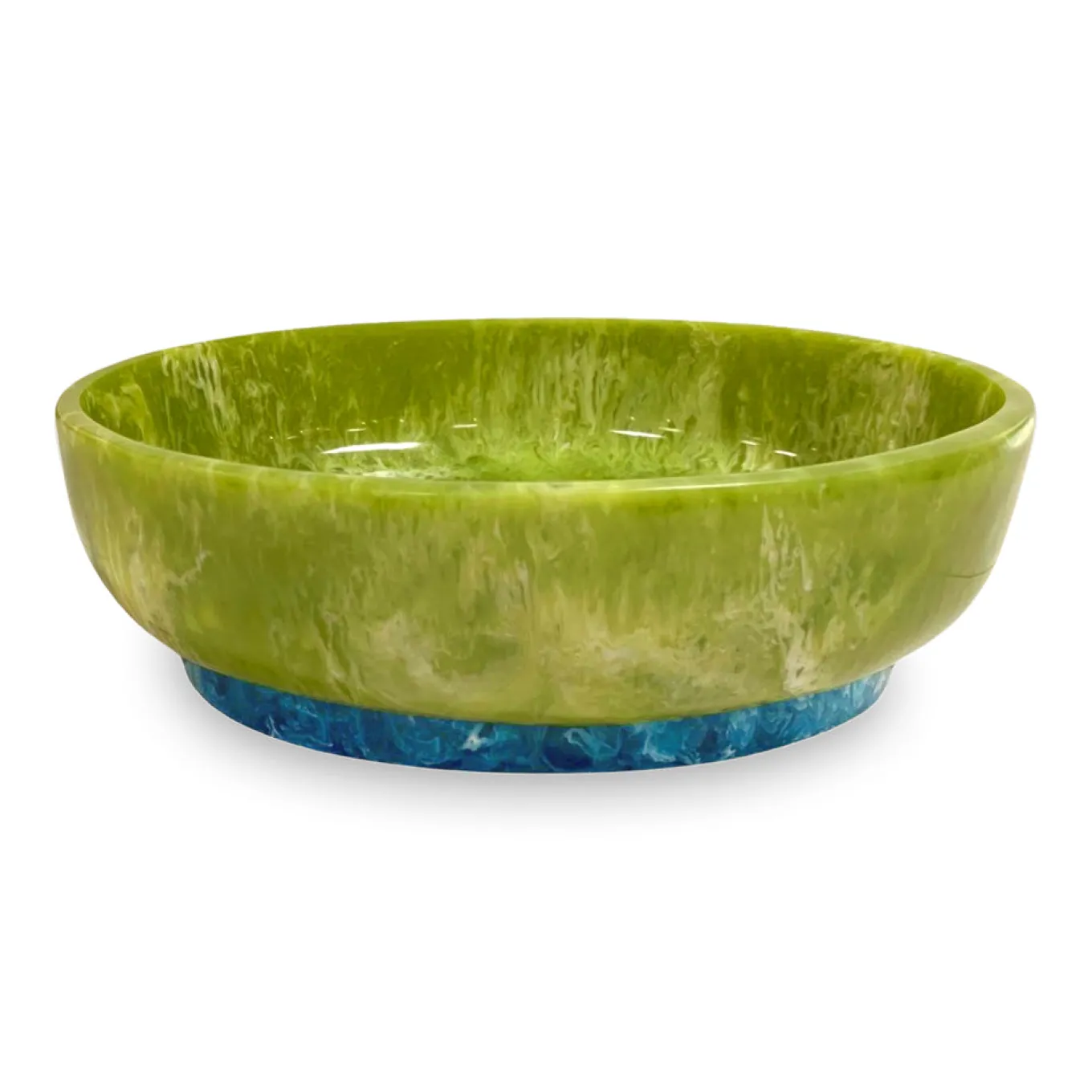 RESIN Rio Large Oval Bowl with Base (Green and Blue)