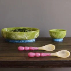 RESIN Rio Large Oval Bowl with Base (Green and Blue)