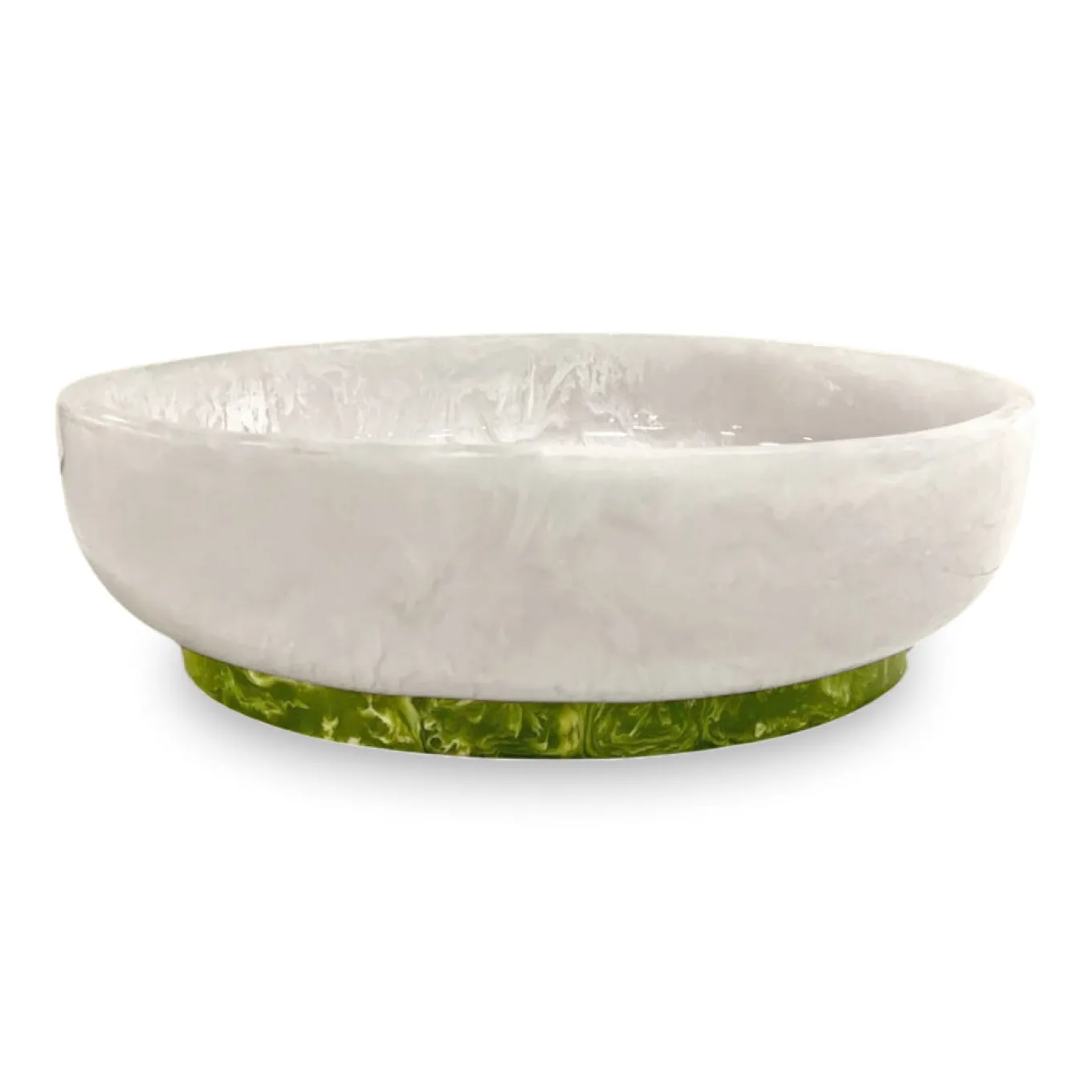 RESIN Rio Large Oval Bowl with Base (White and Green)
