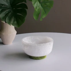 RESIN Rio Small Bowl with Base (White and Green)