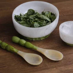 RESIN Rio Small Bowl with Base (White and Green)