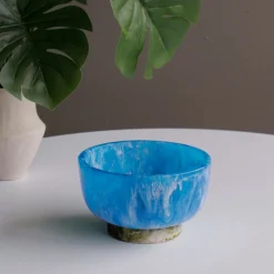 RESIN Rio Small Bowl with Base (Blue and Green)