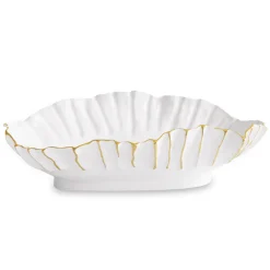 THANNI Mystic Extra Large Oval Bowl (White and Gold)