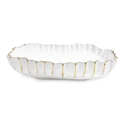 THANNI Mystic Large Oval Bowl (White and Gold)