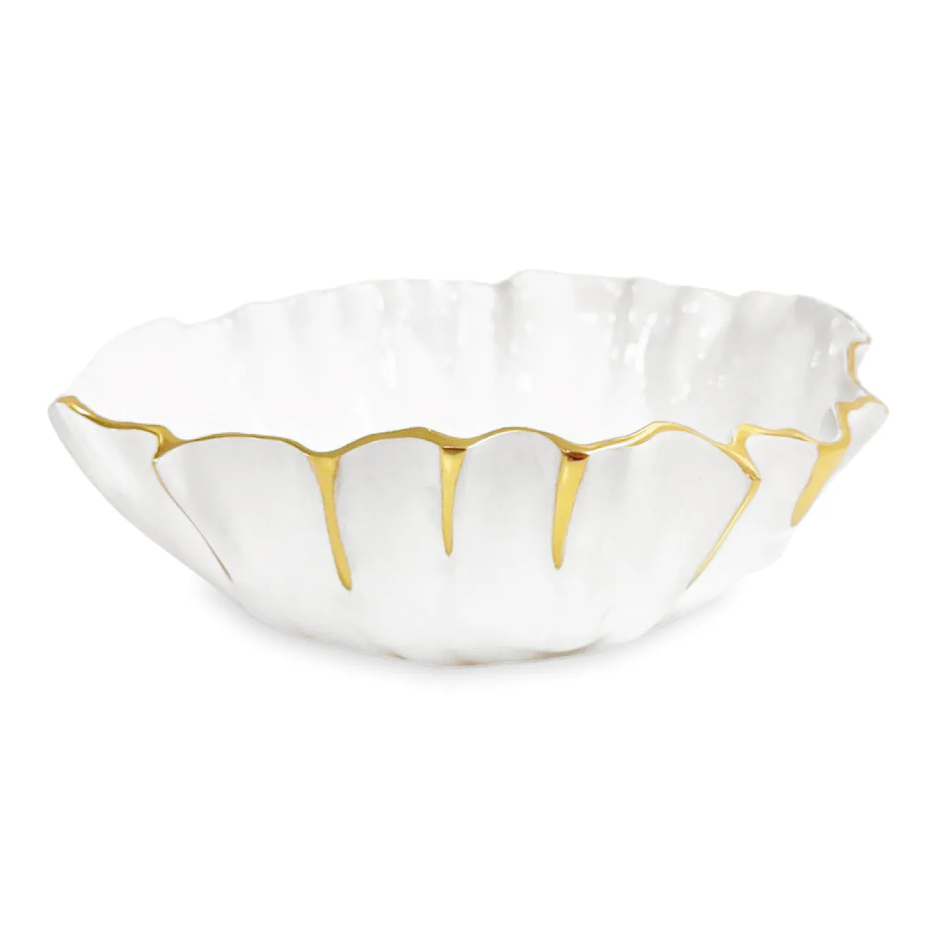 THANNI Mystic Medium Round Bowl (White and Gold)