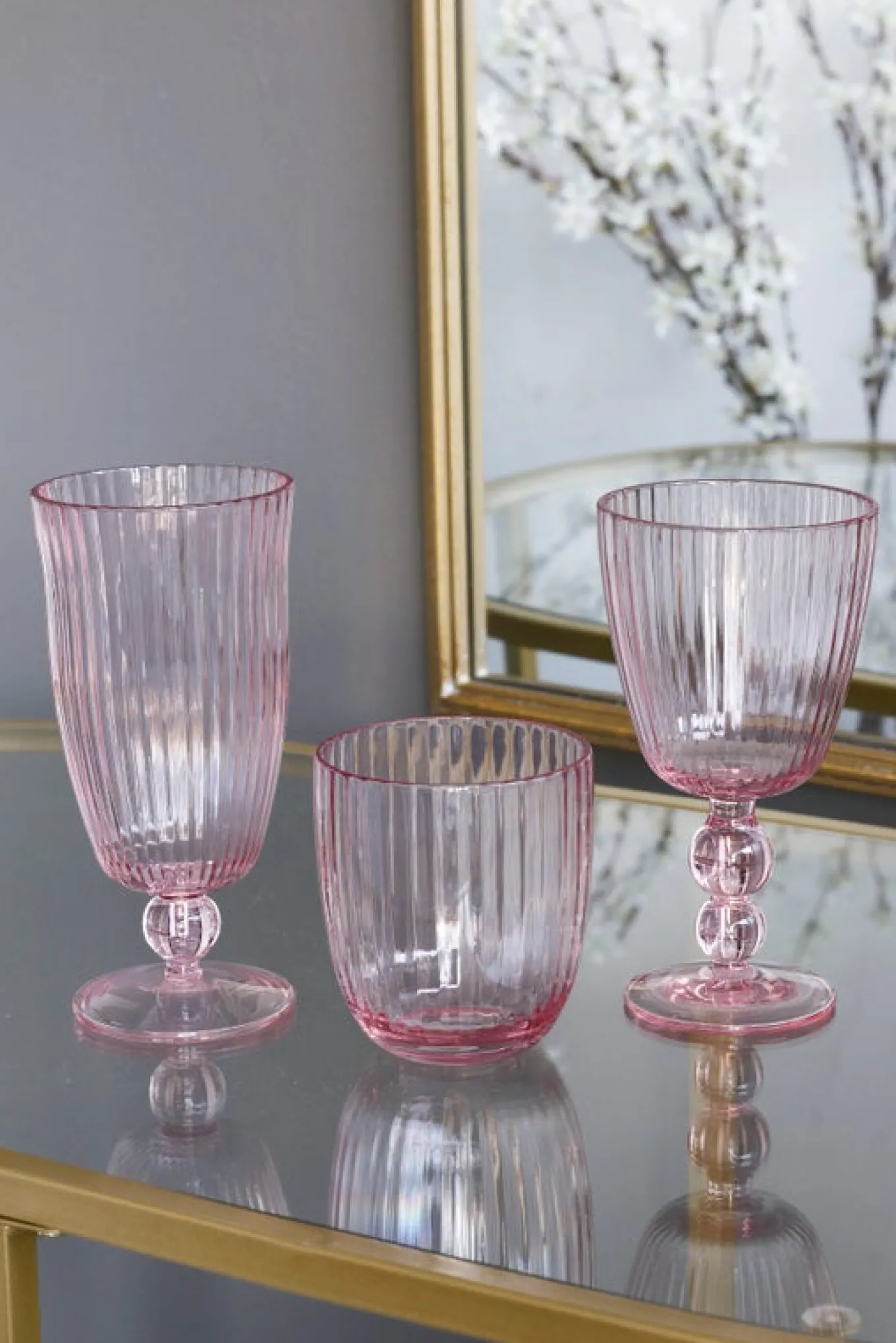 VIDA Acrylic Double Old Fashioned Set of 4 (Pink)