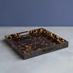 VIDA Acrylic Tortoise Large Square Tray With Handles