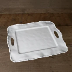 VIDA Alegria Rectangular Tray with Handles White