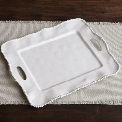 VIDA Alegria Rectangular Tray with Handles White