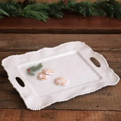 VIDA Alegria Rectangular Tray with Handles White