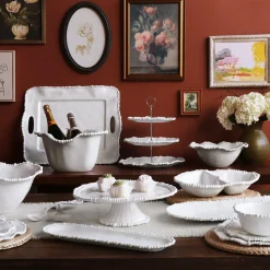 VIDA Alegria Rectangular Tray with Handles White