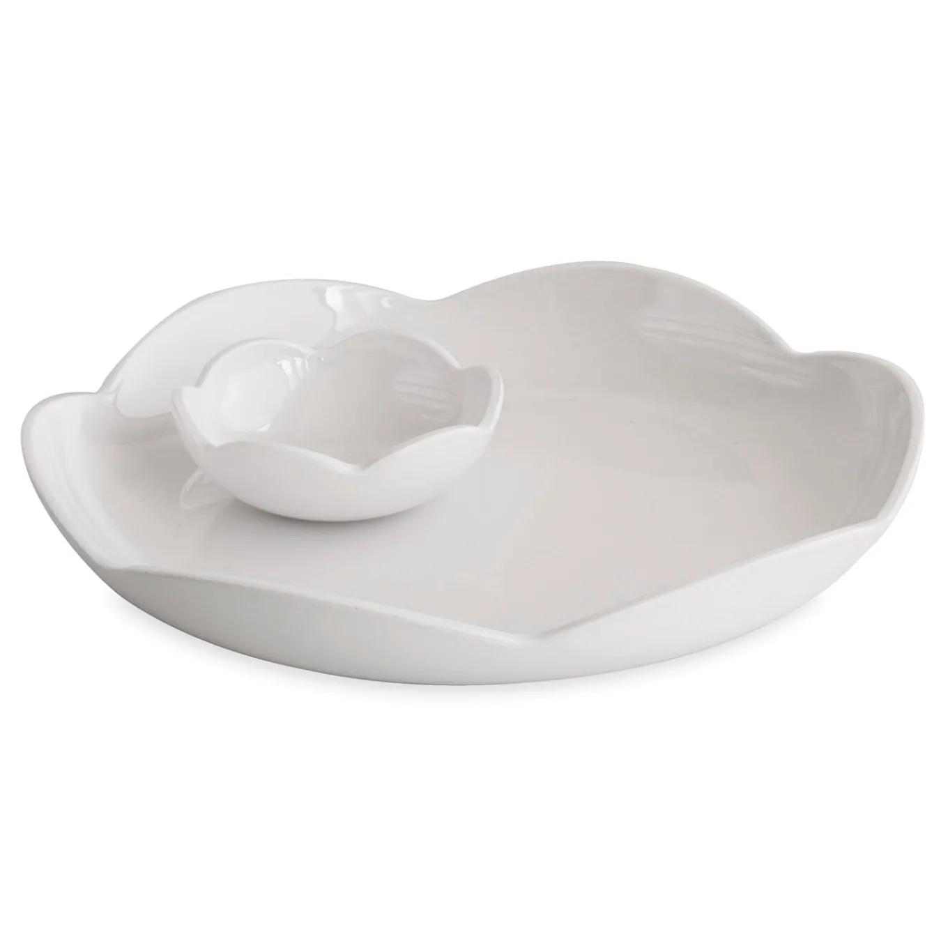 VIDA Amelia Round Platter with Mini Dip Bowl White