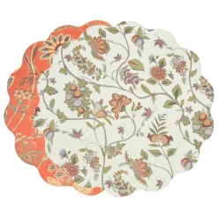 VIDA Autumn and Branches Reversible Round Placemats Set of 4 Persimmon