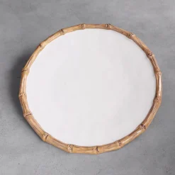 VIDA Bamboo 13" Charger Set of 4 (White and Natural)