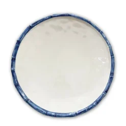 VIDA Bamboo 11" Dinner Plate Set of 4 (White and Blue)