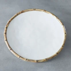 VIDA Bamboo 11" Dinner Plate Set of 4 (White and Natural)