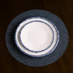 VIDA Bamboo 9" Salad Plate Set of 4 (White and Blue)