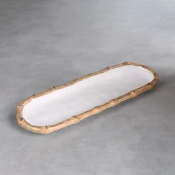 VIDA Bamboo Baguette Platter (White and Natural)