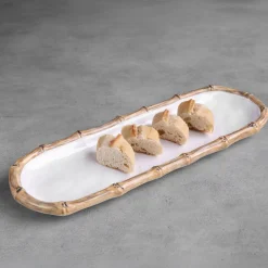 VIDA Bamboo Baguette Platter (White and Natural)