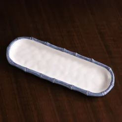 VIDA Bamboo Baguette Platter (White and Blue)