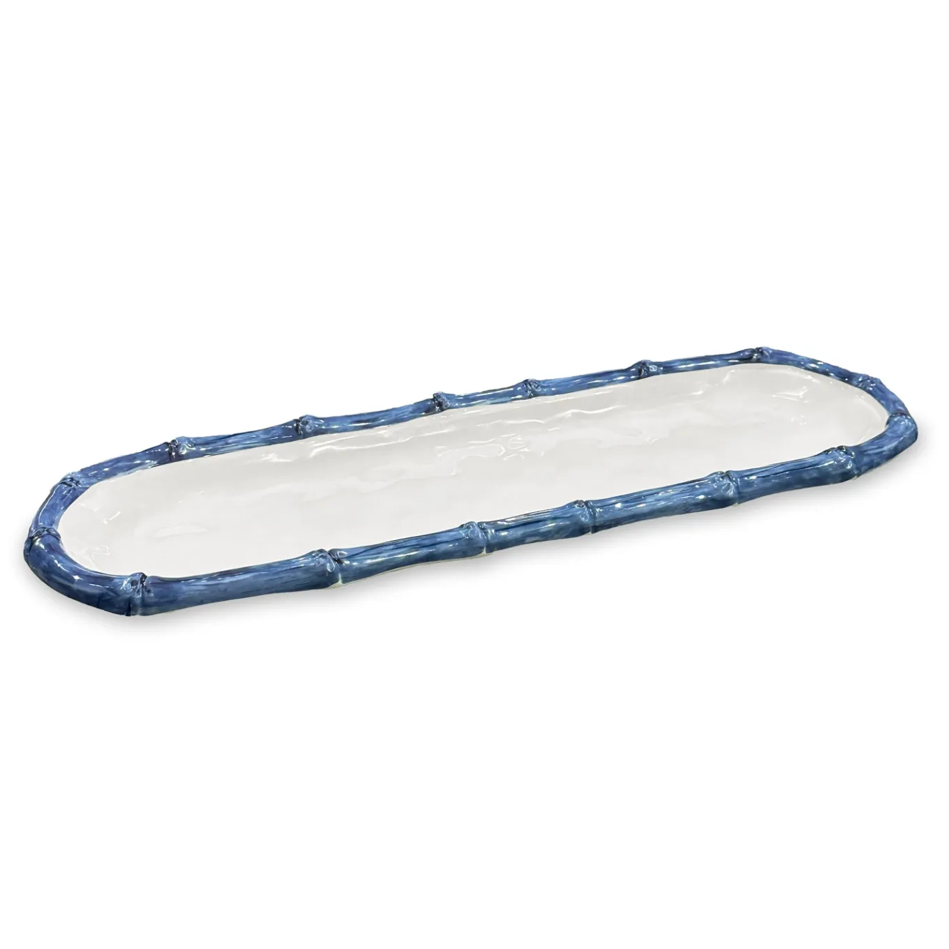 VIDA Bamboo Baguette Platter (White and Blue)