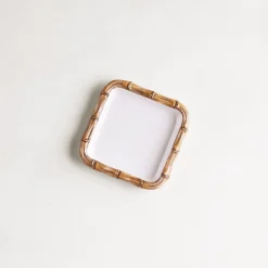 VIDA Bamboo Beverage Napkin Holder (White and Natural)