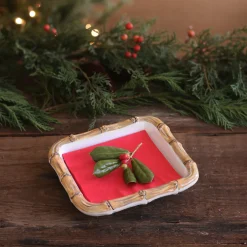 VIDA Bamboo Beverage Napkin Holder (White and Natural)