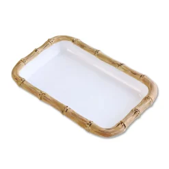 VIDA Bamboo Guest Towel Holder (White and Natural)