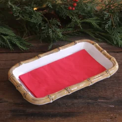 VIDA Bamboo Guest Towel Holder (White and Natural)