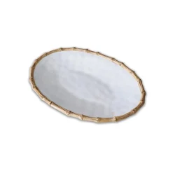 VIDA Bamboo Large Oval Platter (White and Natural)