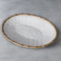VIDA Bamboo Large Oval Platter (White and Natural)