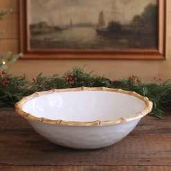 VIDA Bamboo Large Salad Bowl (White and Natural)
