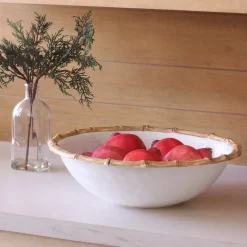 VIDA Bamboo Large Salad Bowl (White and Natural)