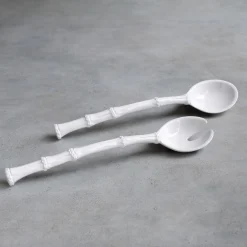 VIDA Bamboo Large Salad Servers (White)