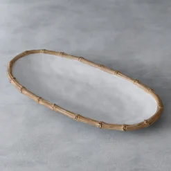 VIDA Bamboo Medium Oval Platter (White and Natural)