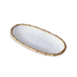 VIDA Bamboo Medium Oval Platter (White and Natural)