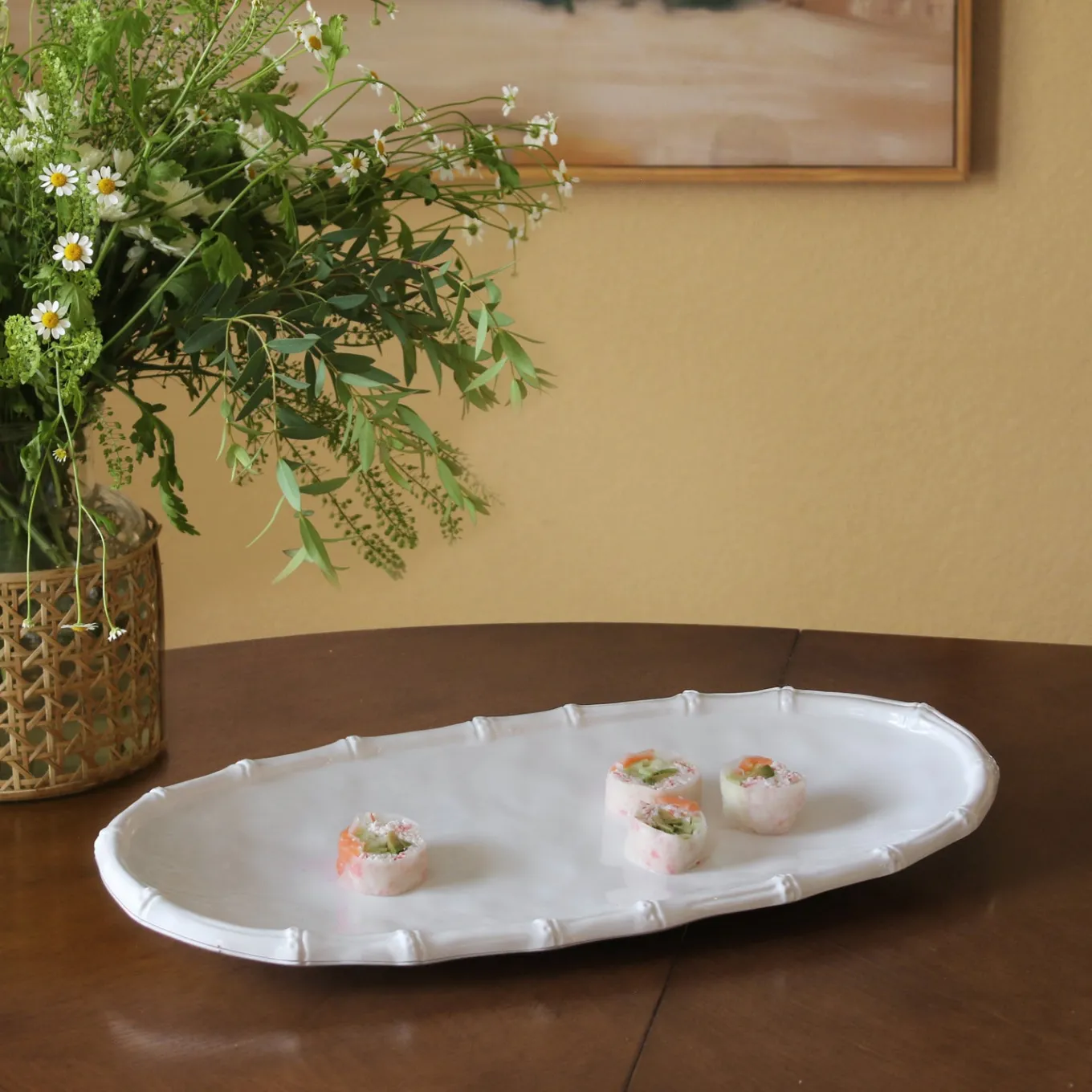 VIDA Bamboo Medium Oval Platter (White)