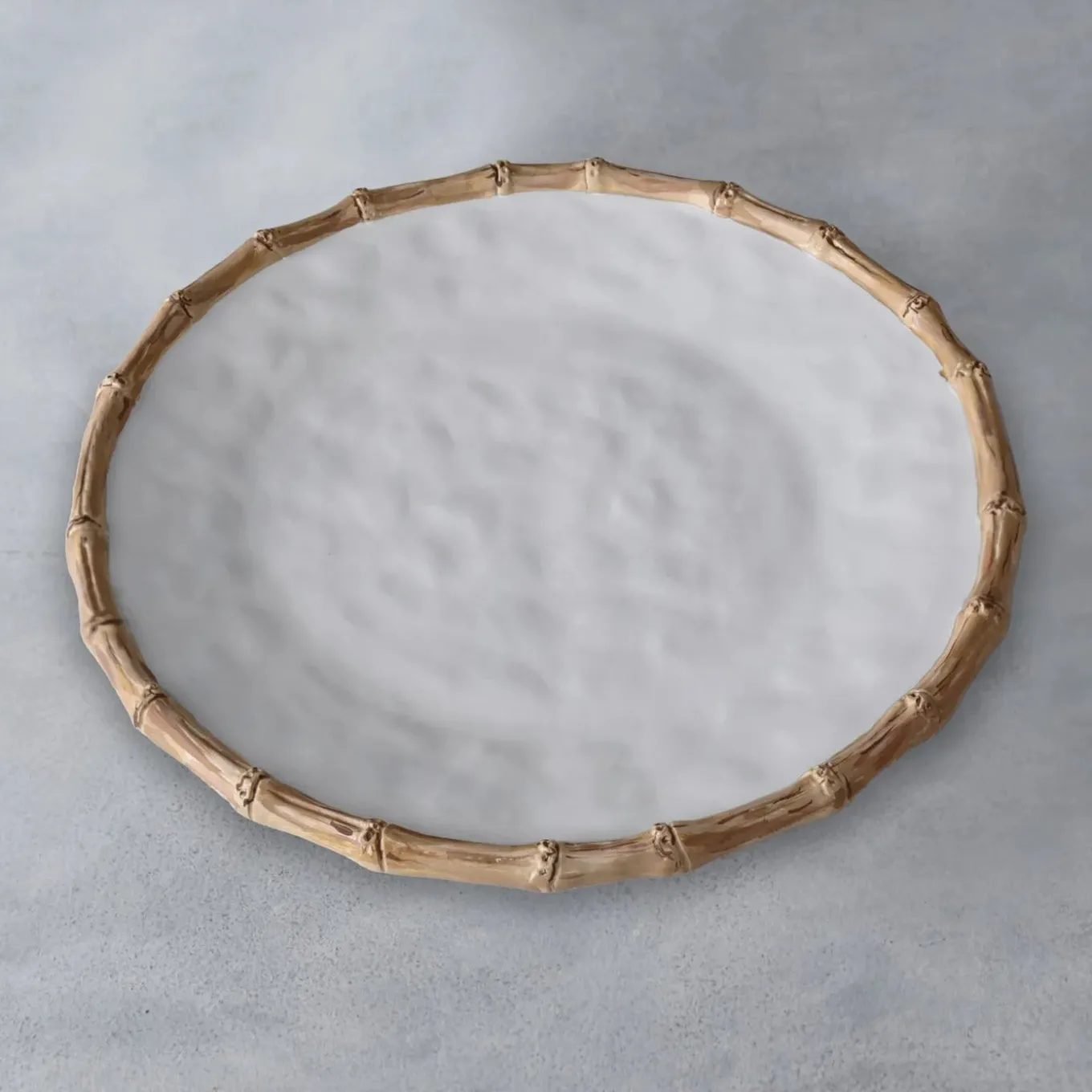 VIDA Bamboo Round Platter (White and Natural)