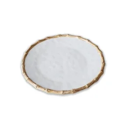 VIDA Bamboo Round Platter (White and Natural)