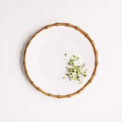 VIDA Bamboo Round Platter (White and Natural)