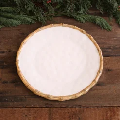 VIDA Bamboo Round Platter (White and Natural)