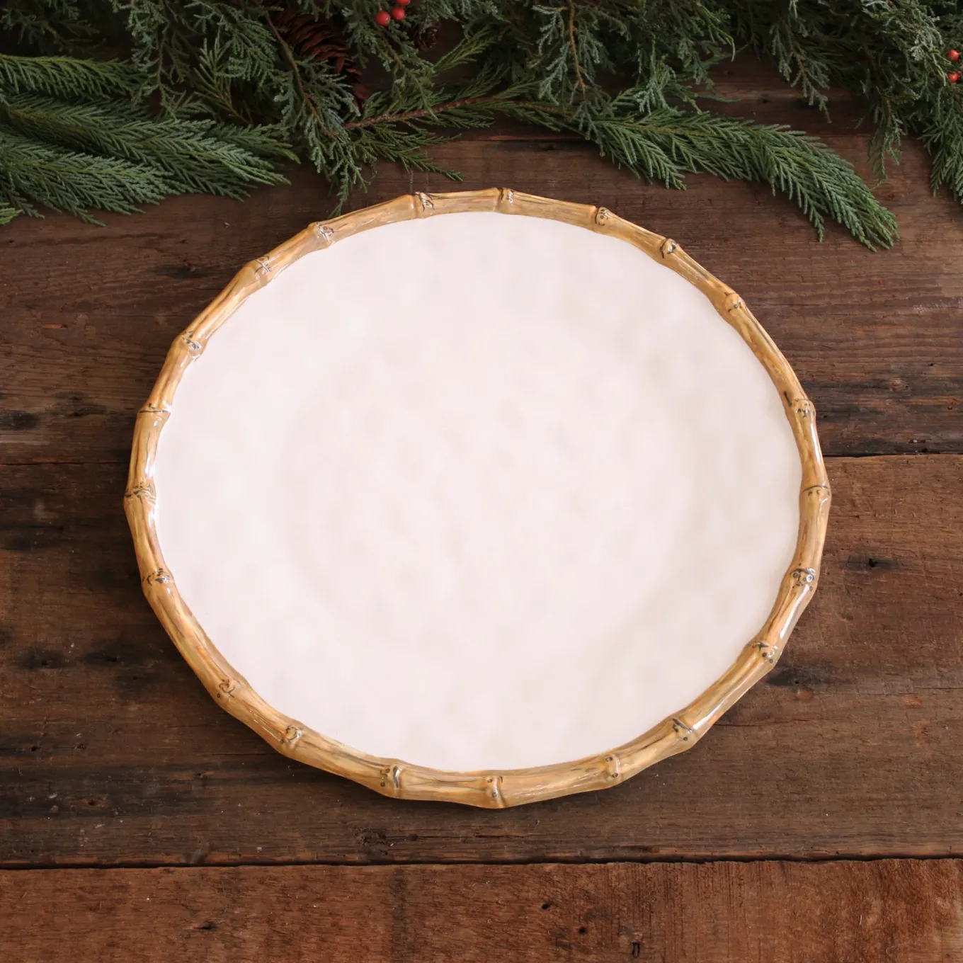 VIDA Bamboo Round Platter (White and Natural)