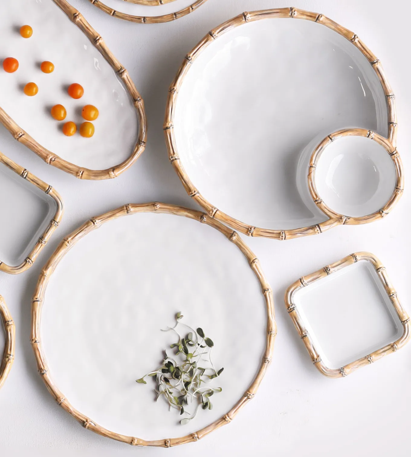 VIDA Bamboo Round Platter (White and Natural)