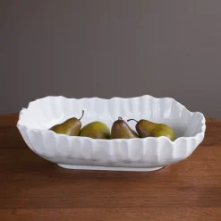 VIDA Bloom Pinched Large Oval Bowl (White)