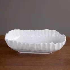 VIDA Bloom Pinched Large Oval Bowl (White)